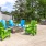 a group of chairs outside